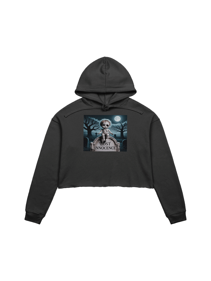 Midnight Veil Designs Gothic Women's Fleece Crop Hoodie - Eternal Night Black product image (1)