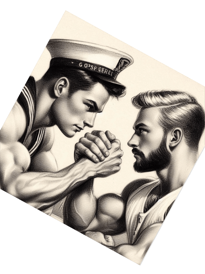 Up Close and Personal: Sailors – Tom of Finland Tribute Gay Pride Graphic Design Sticker product image (2)