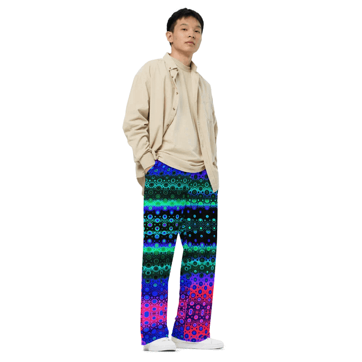 Abstract Multicoloured Pattern Unisex Wide Leg Trousers product image (2)