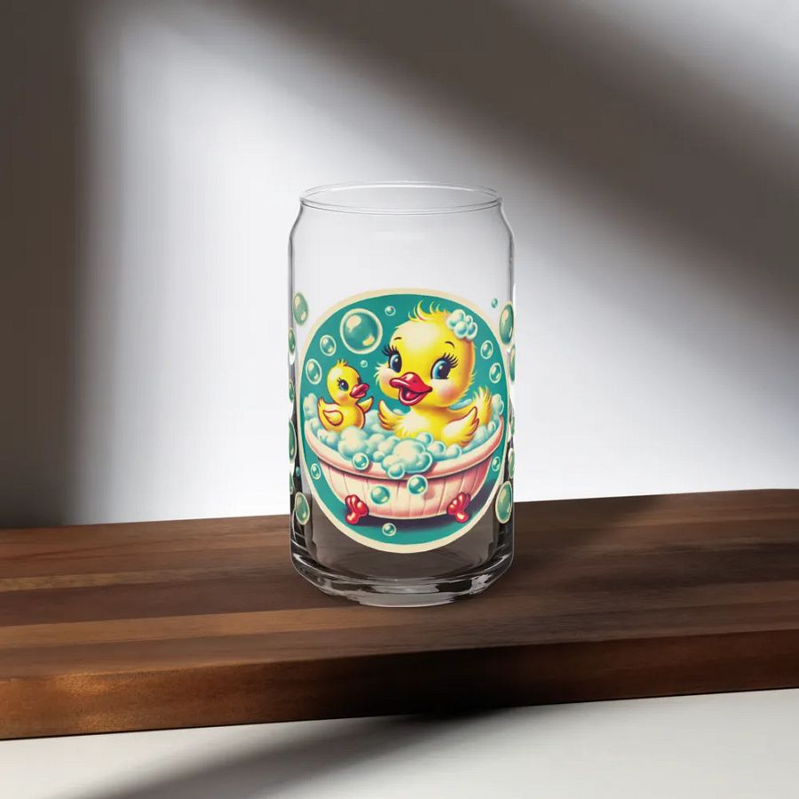 Ducky in a Bubble Bath Glass with Optional Lid and Straw product image (35)