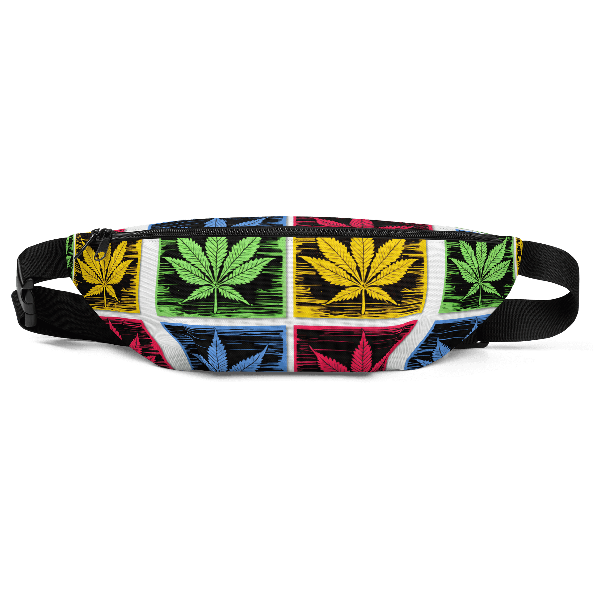 Colorful Leaf Grid All-Over Print Fanny Pack product image (2)