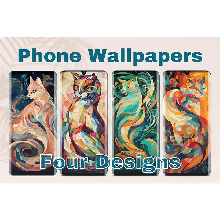 Abstract Cat Art Set of 4 Phone Wallpapers #1147 product image (1)