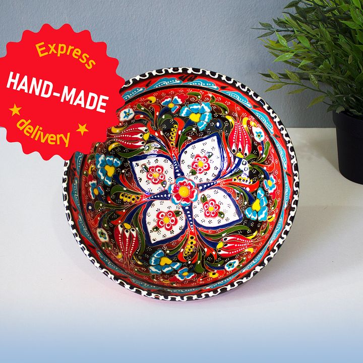 Handmade bowl (Red), Turkish decor — handmade pottery, handmade ceramic, home decor, handmade gift, Turkish ceramic product image (1)