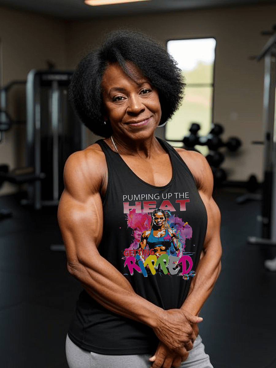 Pumping Up The Heat Getting Ripped Female Woman Bodybuilder Fitness Gym Tank Top product image (3)