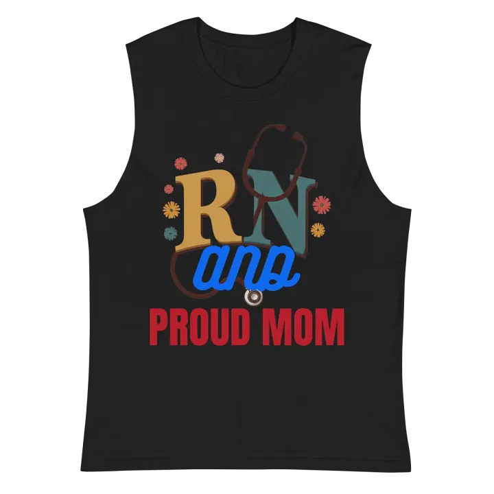 RN and PROUD MOM Floral Muscle Tank product image (3)