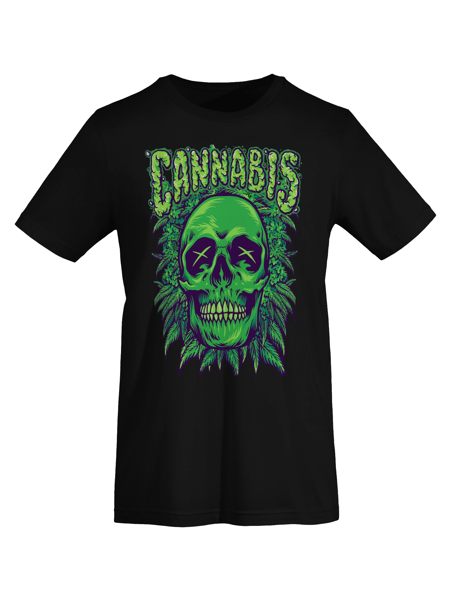 Green Skull Cannabis Leaves T-Shirt product image (7)