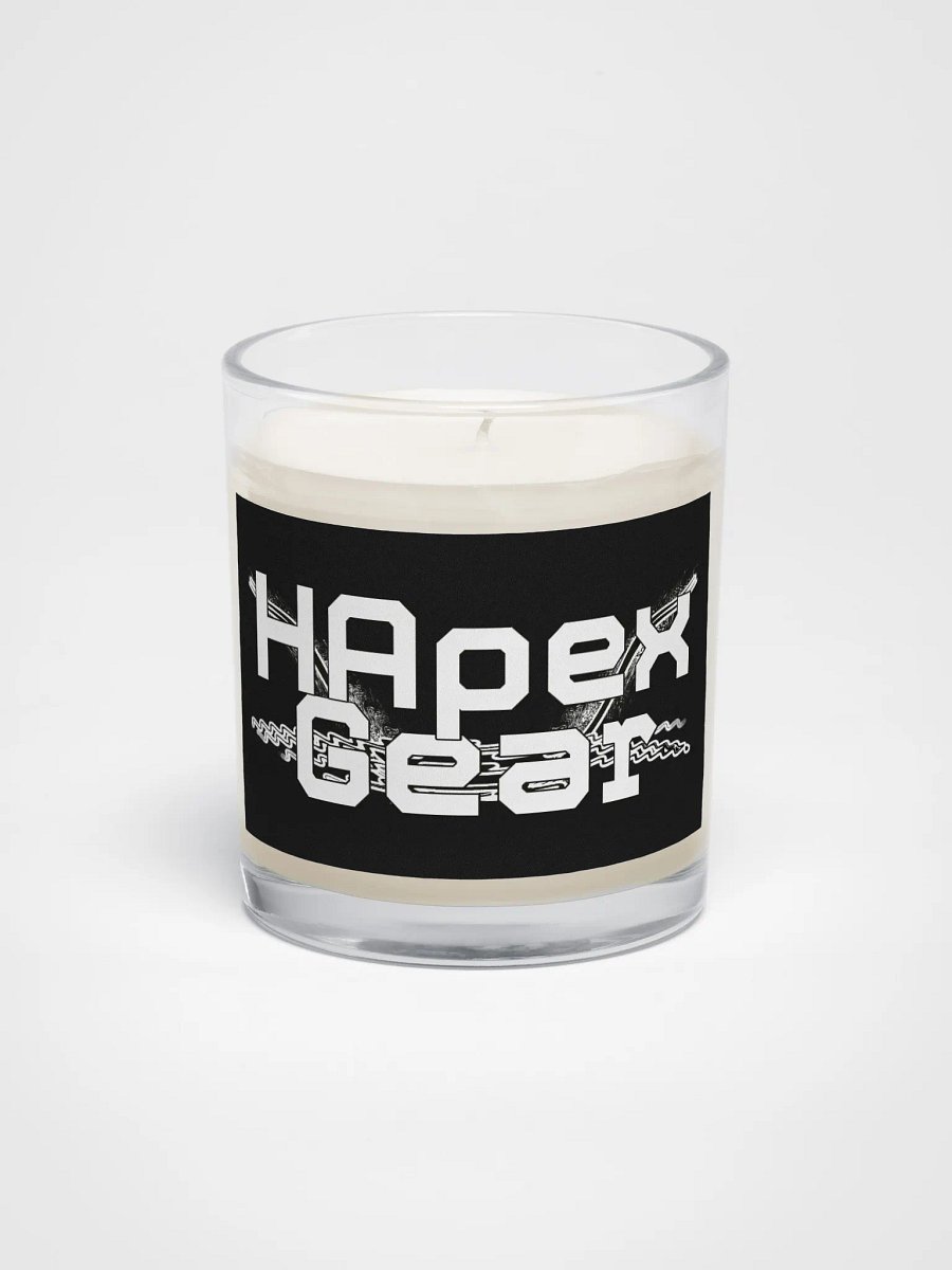 Soy Wax Candle In A Clear Glass Jar - White HApex Gear Black Logo product image (1)