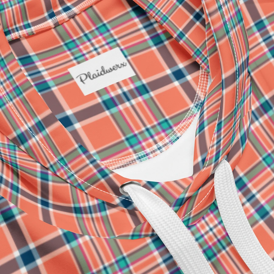Orange Coral and Blue Plaid Hoodie product image (10)
