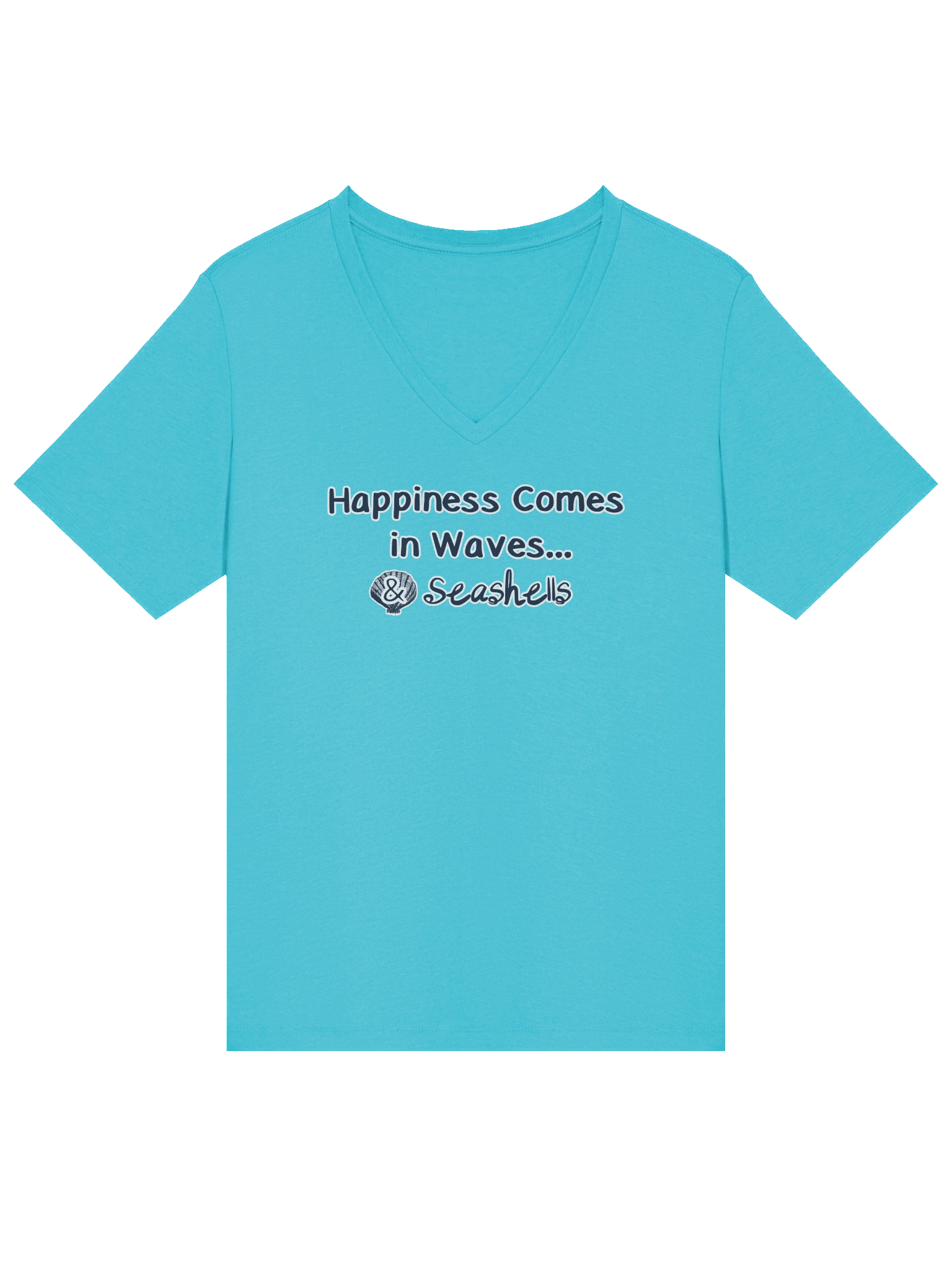 🌊 Happiness Comes in Waves...& Seashells | Coastal Beachcomber V-Neck Tee | Monique Faella Designs™ product image (58)