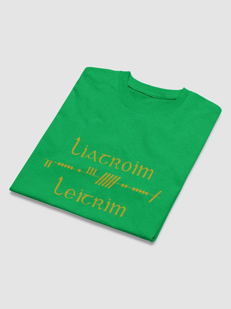 Leitrim/Liatroim Scholastic style Ogham green printed T-shirt product image (4)