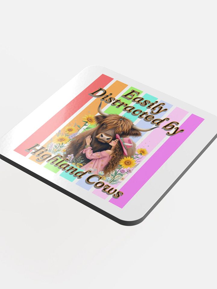 Easily Distracted By Highland Cows Embrace Cork Coaster product image (1)