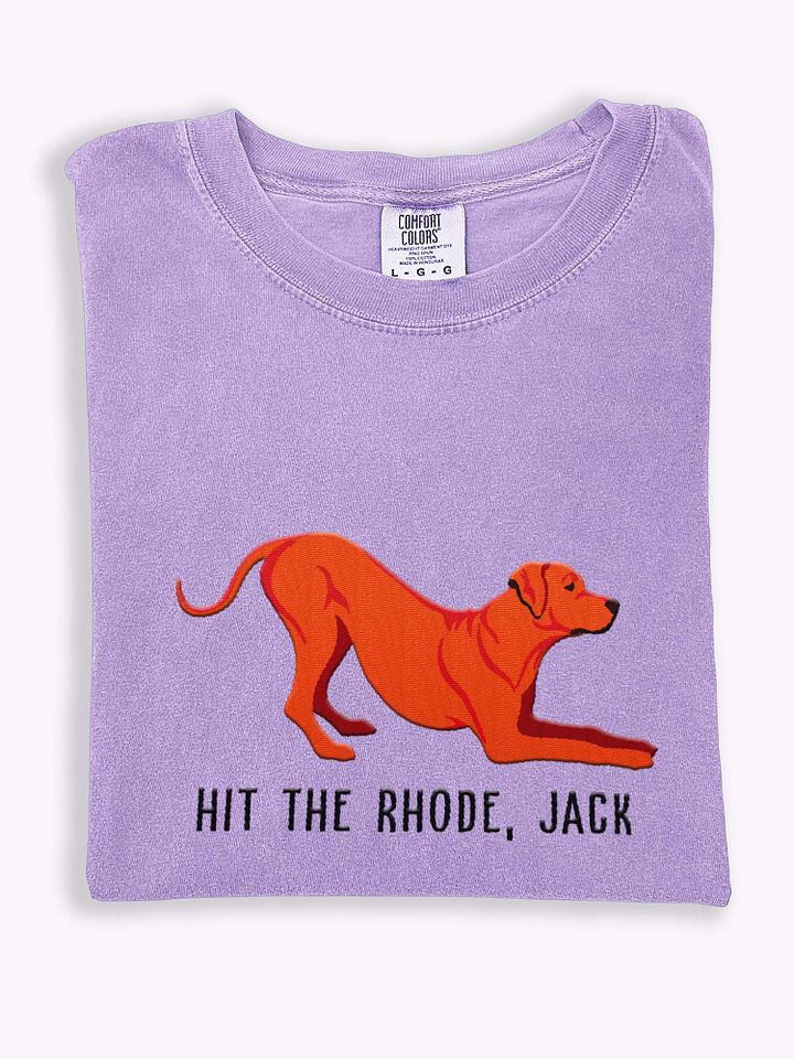 Hit the Rhode, Jack T-Shirt(Embroidered) of a Rhodesian Ridgeback(Red) product image (1)