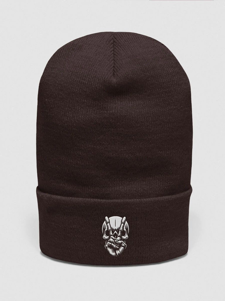 Skull Pixel Art Cuffed Beanie | AI Design peace skull image product image (2)