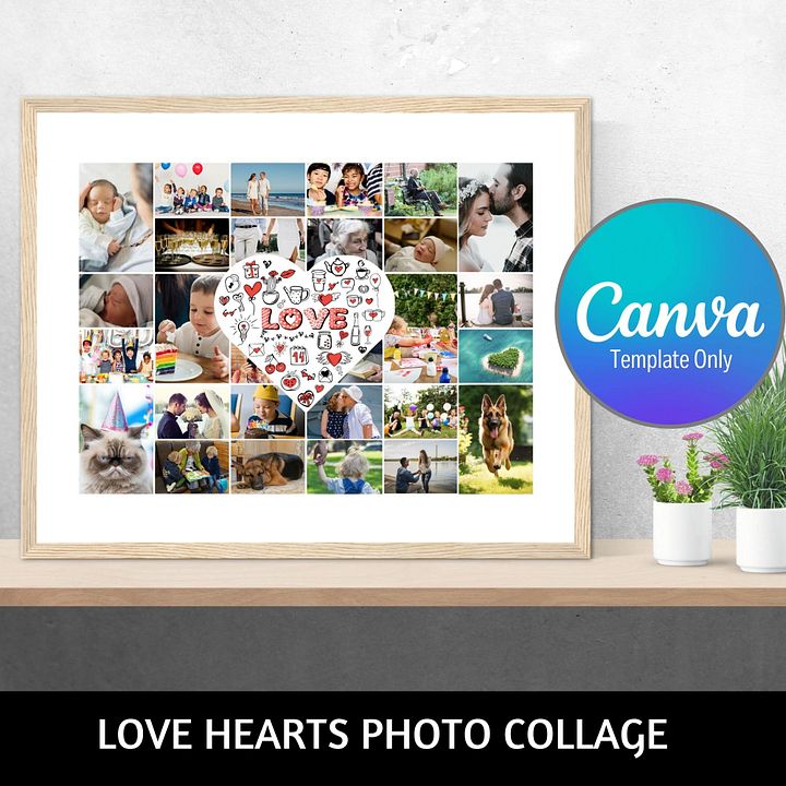 Love Heart In Centre Photo Collage Canva Template product image (1)