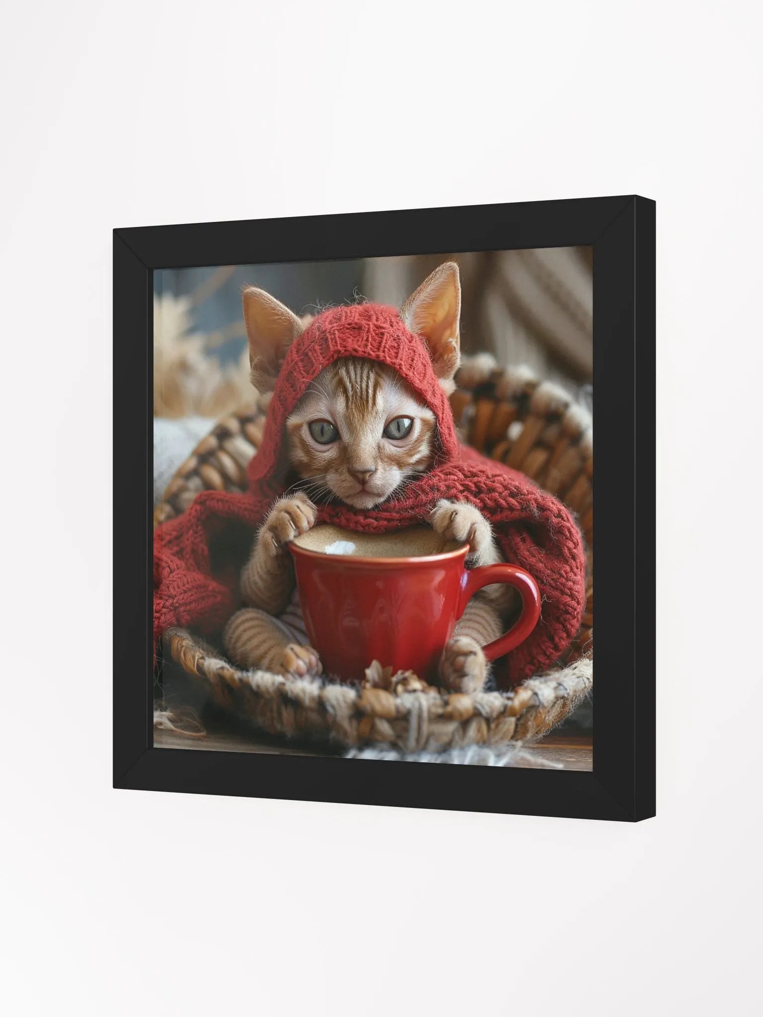 Coffee Lover Cute Hairless Sphynx Kitten Art product image (4)