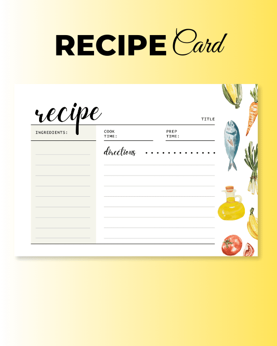White Watercolor Illustrative General Recipe Card product image (1)