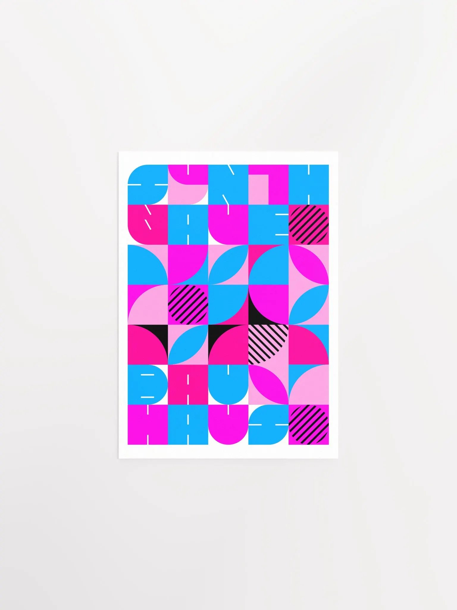 Bauhaus Synthwave #2 poster (fuchsia/magenta-blue) — abstract poster, retrowave print, vaporwave geometric art, 1980s print,1930s wall decor product image (6)