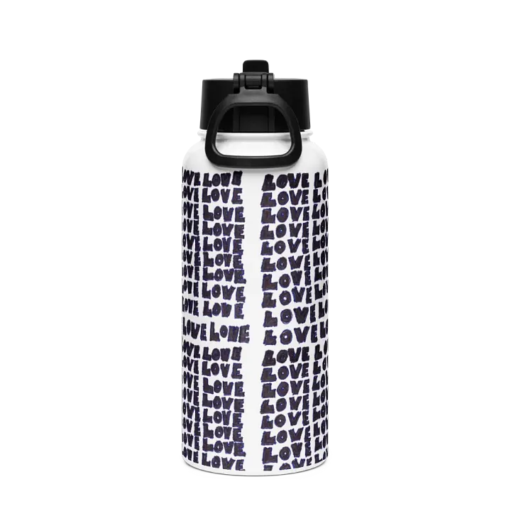 Love Stainless Steel Water Bottle with a Straw Lid in White product image (2)