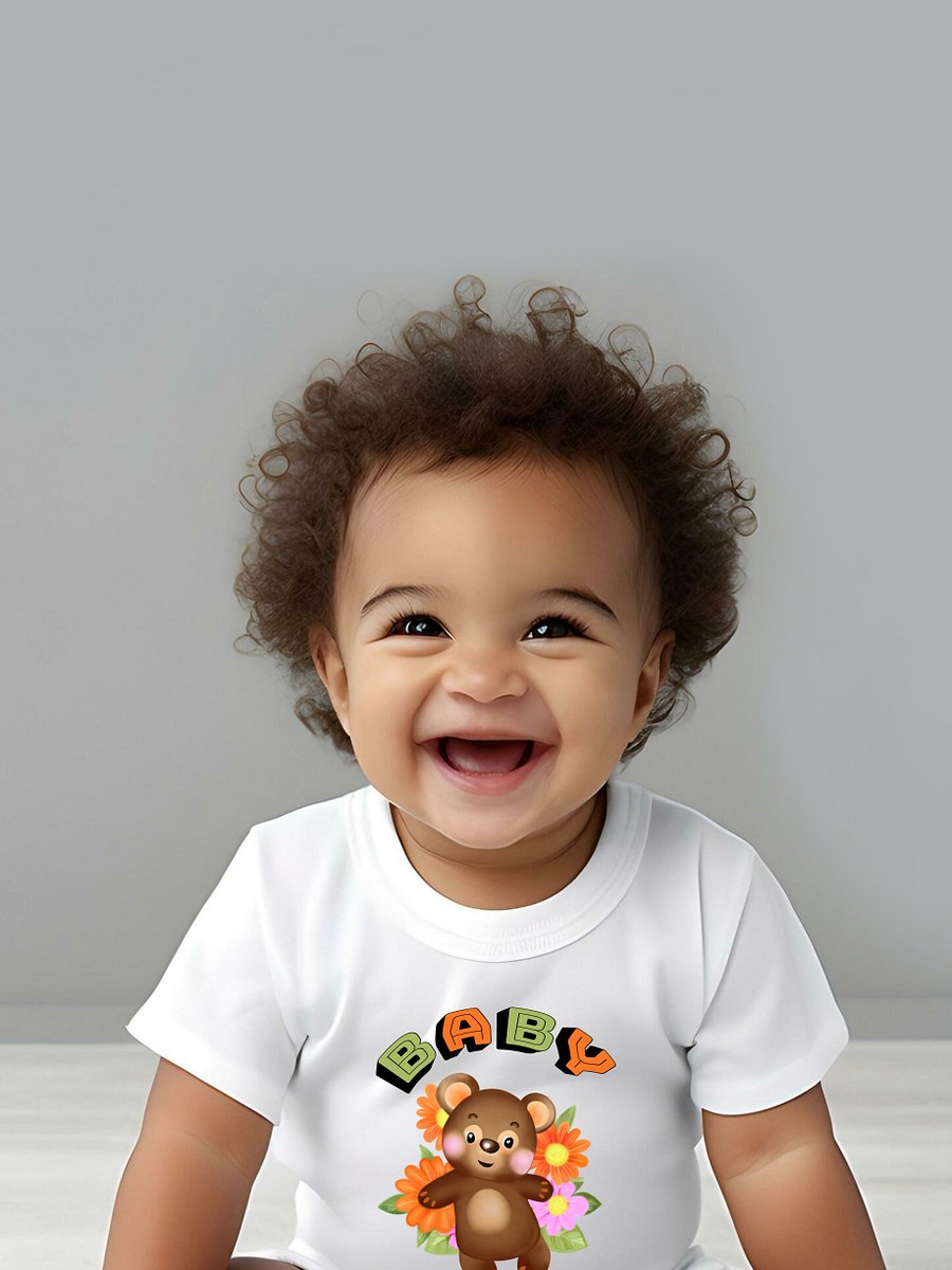 Baby Bear Floral Jersey Bodysuit product image (1)