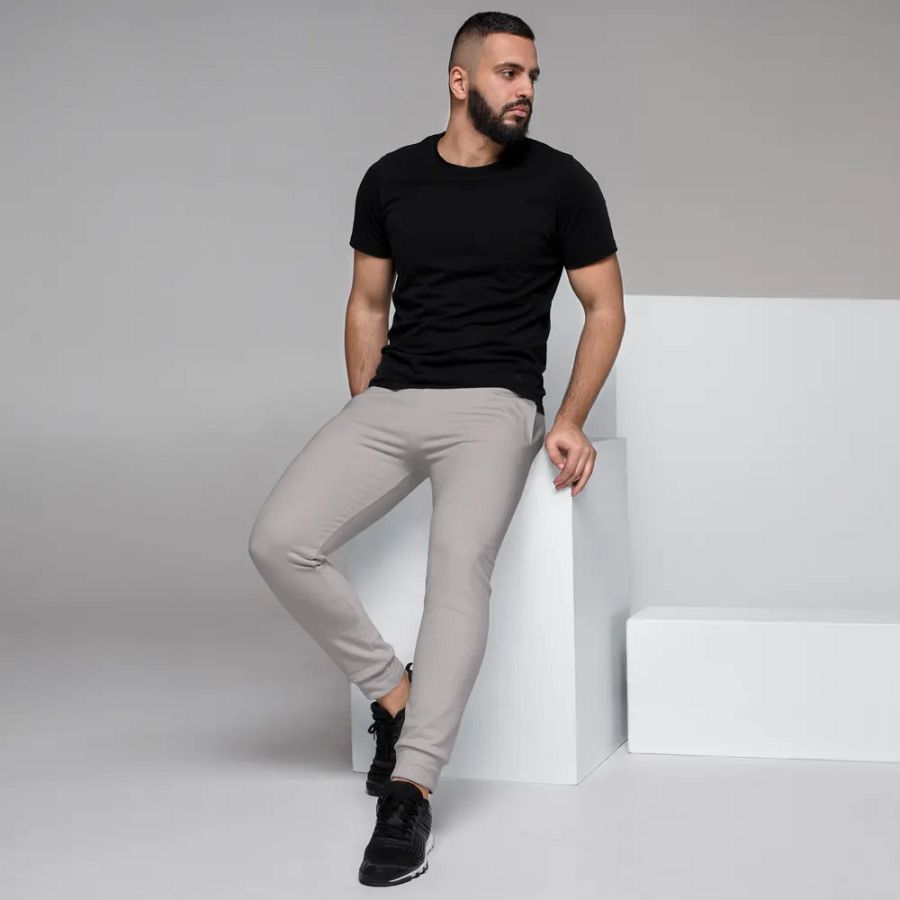Plain Gray True Summer Recycled Polyester Premium Men's Joggers by Treasure Pie product image (7)