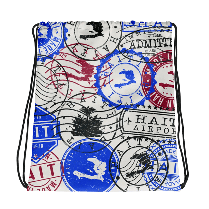 Haitian Stamp Collage Drawstring Bag product image (1)