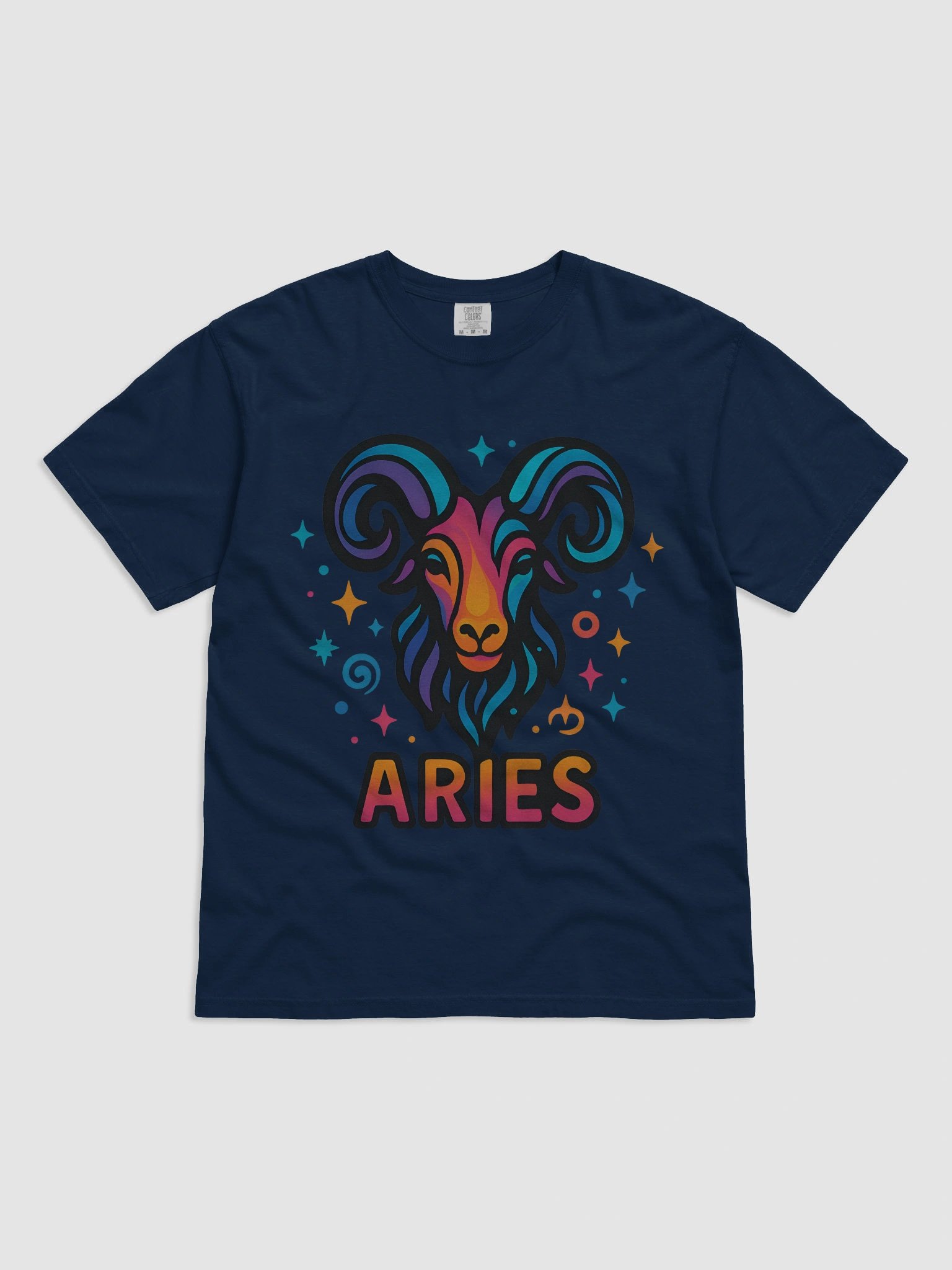 Aries Zodiac Sign T-Shirt – Bold & Fiery Psychedelic Horoscope Design 1 product image (1)