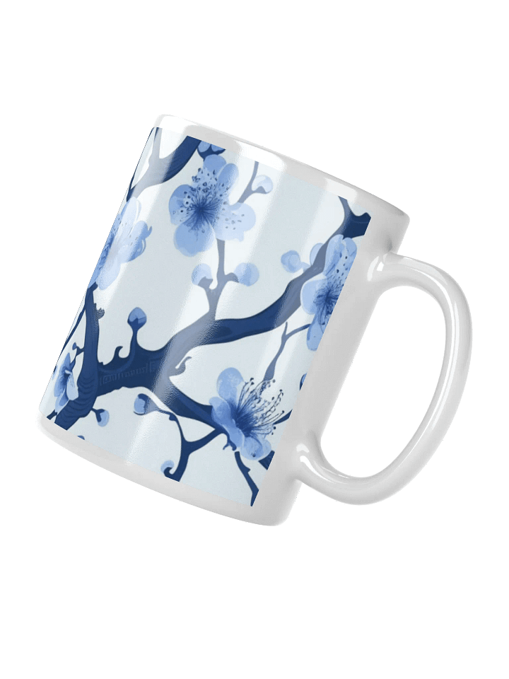 Blue and White Floral White Glossy Ceramic Mug by Treasure Pie product image (2)