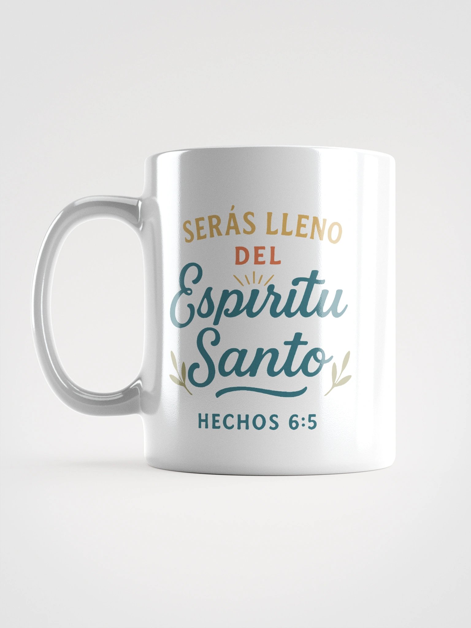 White Christian Mug – “Serás Lleno del Espíritu Santo” – Spanish Acts 6:5 product image (1)