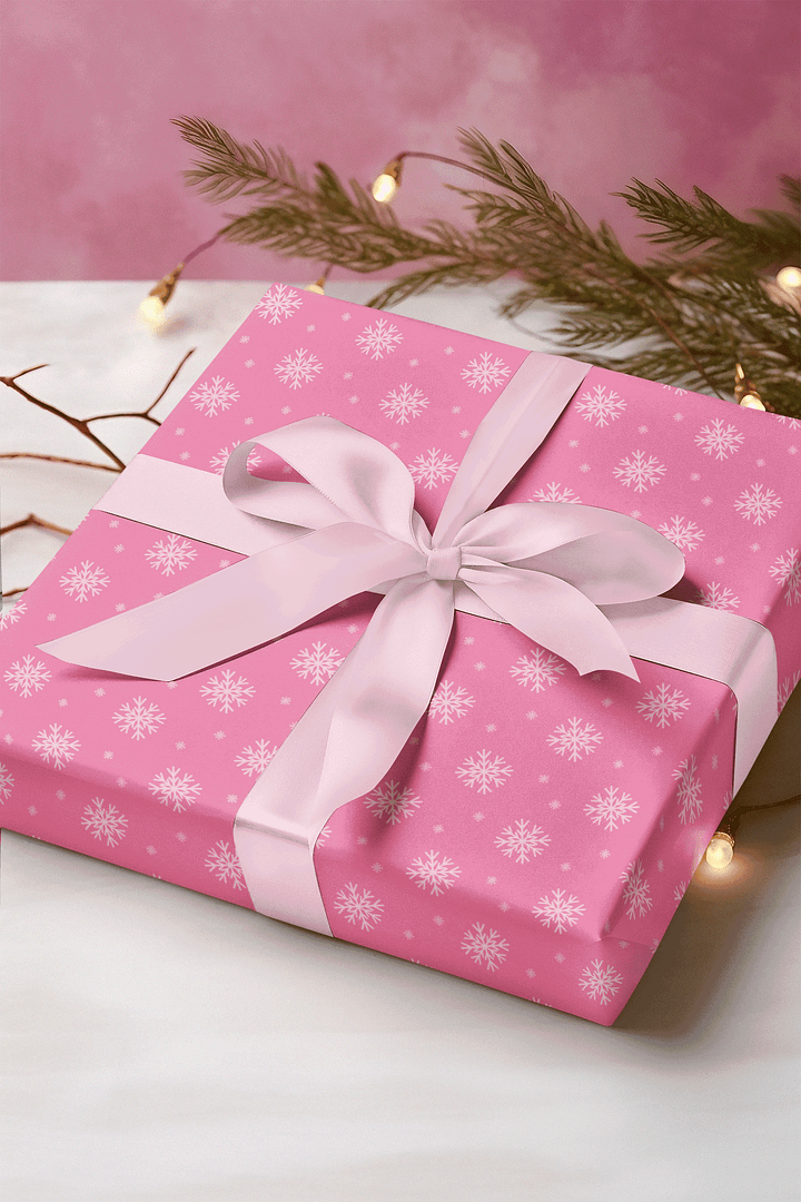 Pink Snowflake Wrapping Paper product image (1)