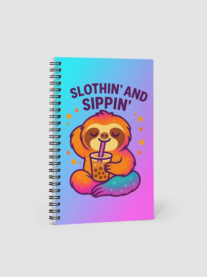 Slothin’ and Sippin’ – Funny Sloth Bubble Tea Notebook | Sloths Having Snacks Collection product image (1)