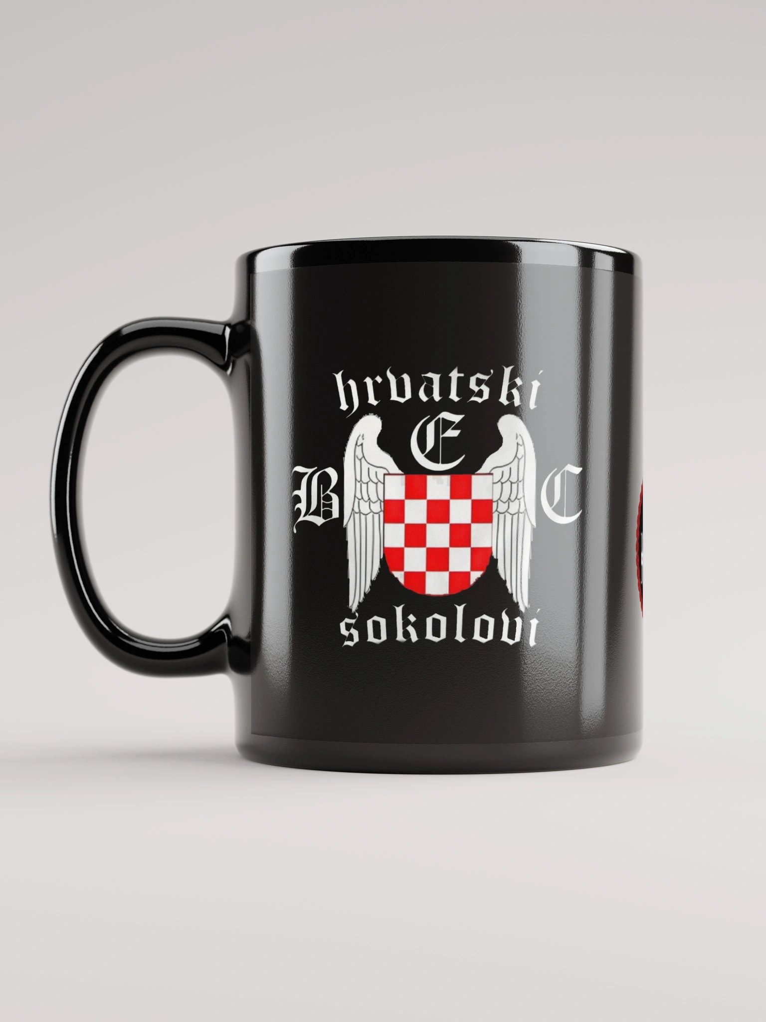 Sleek Black Glossy Mug hrvatski sokolovi product image (6)
