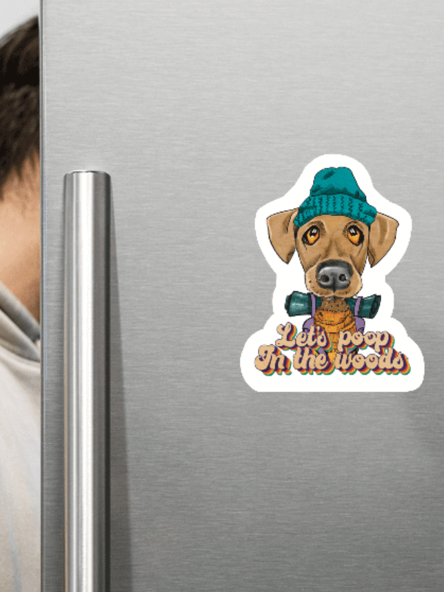 Magnet Camping Dog - Let's poop in the Woods product image (1)