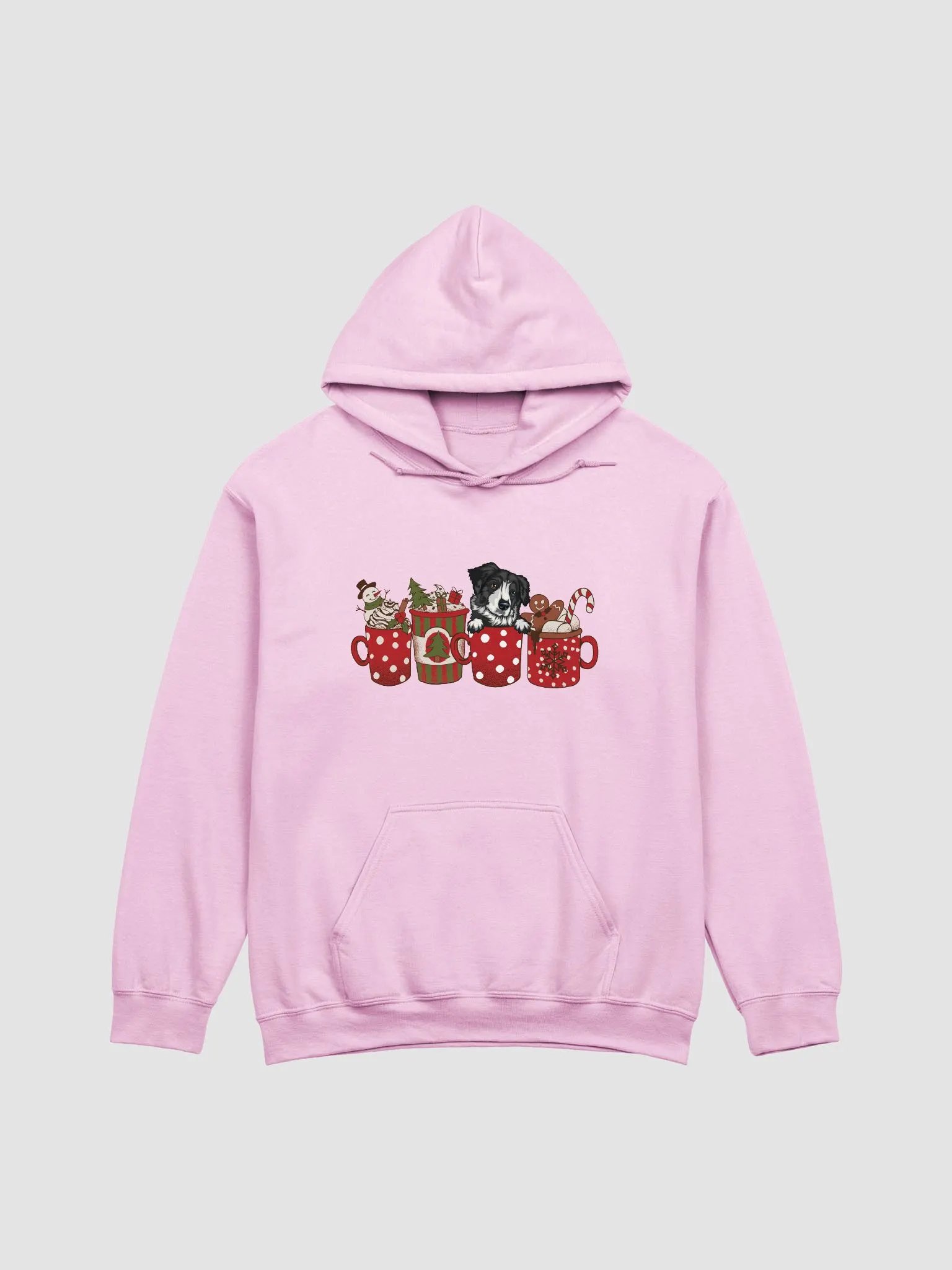 Cute Australian Shepherd(Black & White) in a Christmas Cup Hooded Sweatshirt | Funny Christmas Aussie Pup in a Cup product image (4)