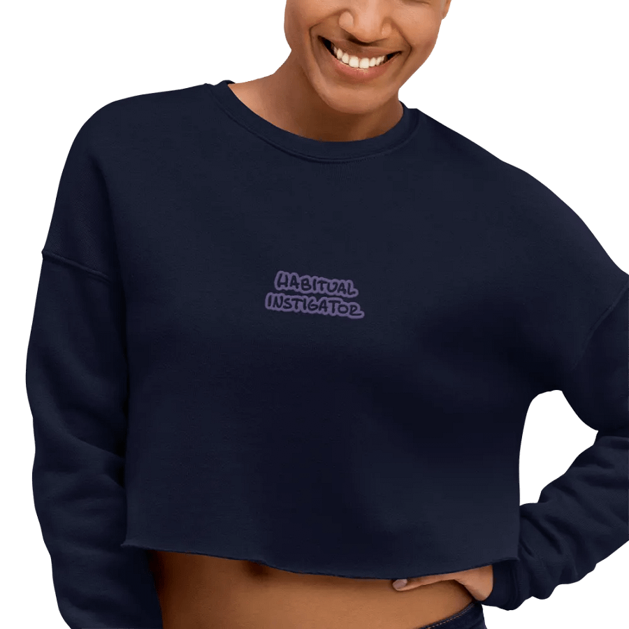HABITUAL INSTIGATOR (purple outline) embroidered fleece crop crew product image (30)