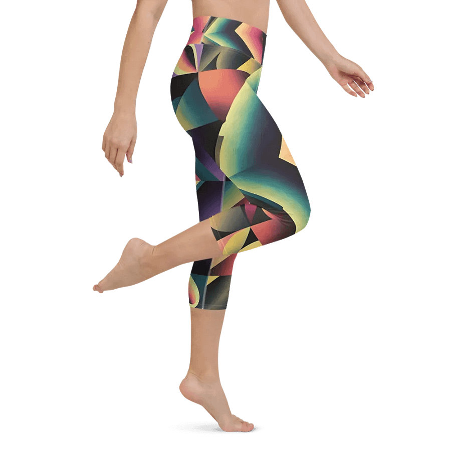 Abstract Lithographic Pattern Design Yoga Capri Legging - V7 product image (2)