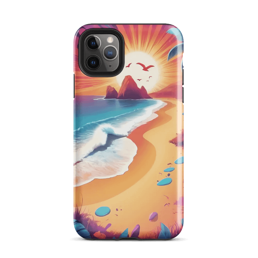 Sunrise Serenity: Psychedelic Beach iPhone Case product image (34)