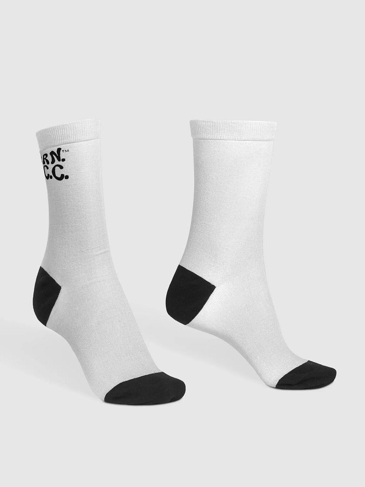 Salty Soles Crew Socks | BRN.2C.C.™ Edition | Black Logo on White product image (2)
