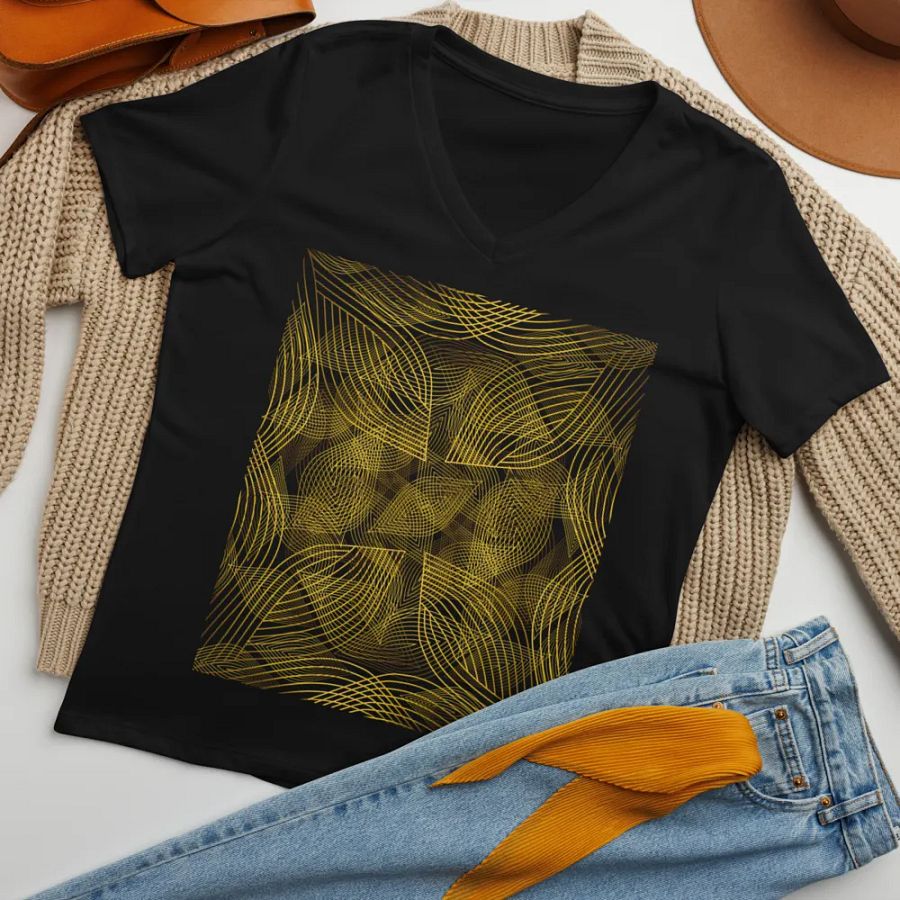 T-Shirt with golden lines and leaf design product image (7)