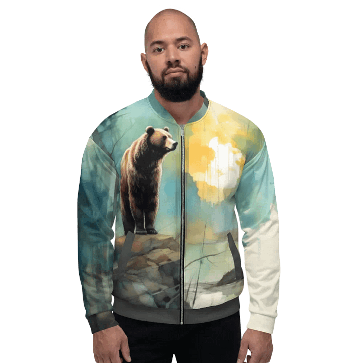 All-Over Print Bomber Jacket by Sublicolor 144/Bear in the Forest product image (2)