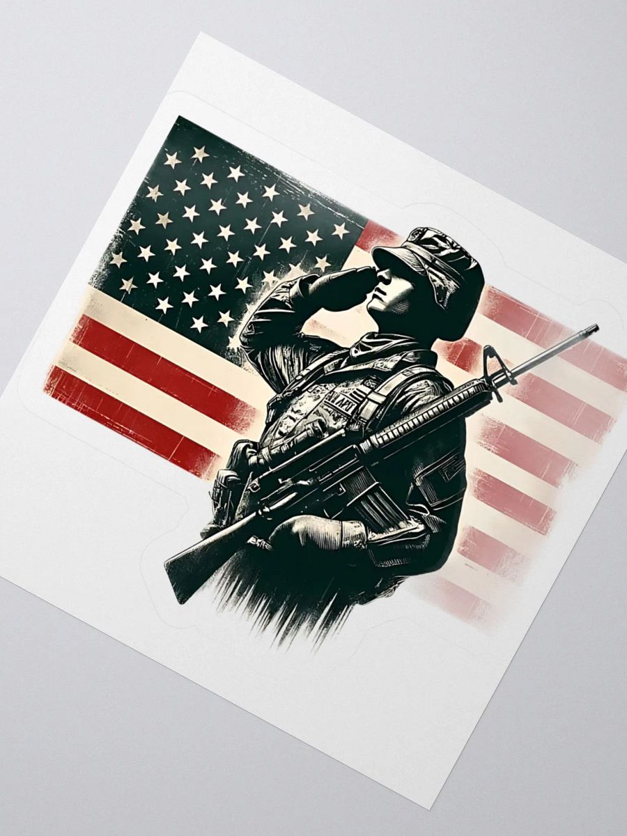 Saluting Soldier - Proud USA Patriotic Tribute Vintage Vinyl Stickers product image (8)