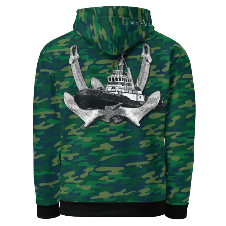 Teal Camouflage Twin Anchor Marco tug Hoodie product image (1)