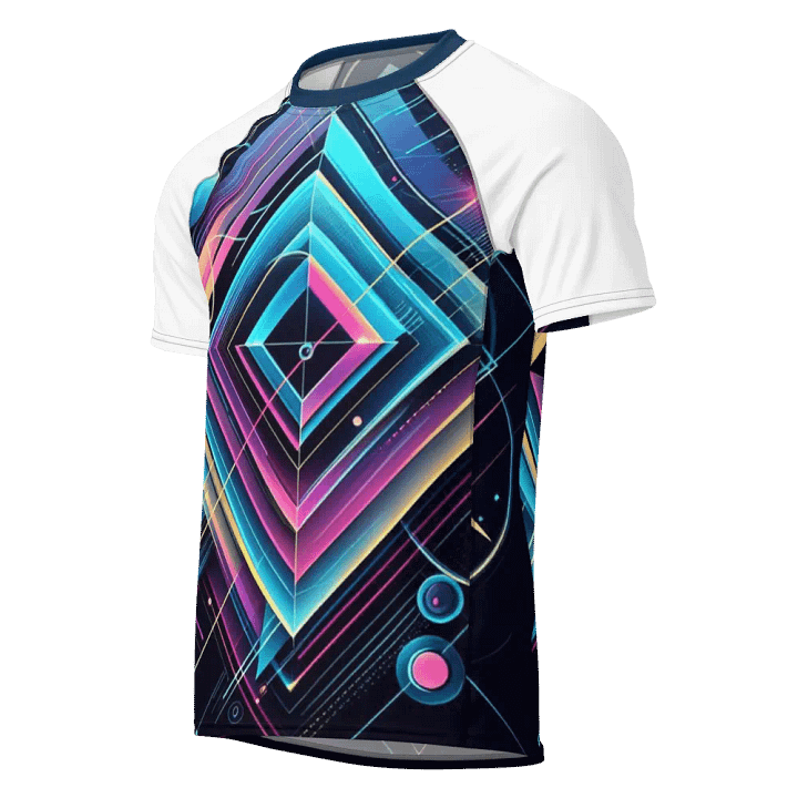 Neon Geometric Fusion Men's Rash Guard | AI Design product image (1)