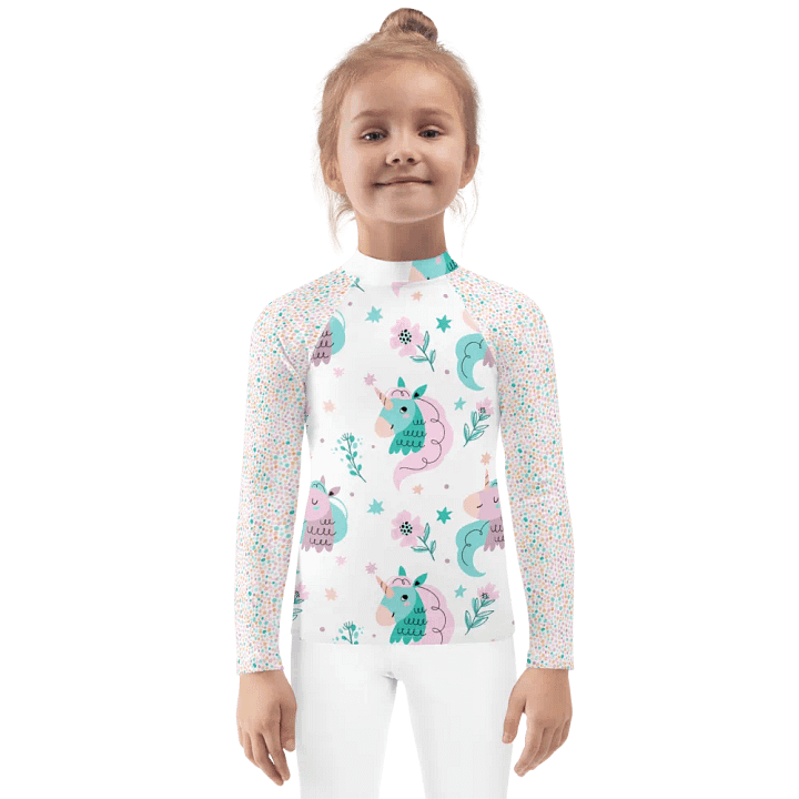 Unicorn Summer Vibes Polka Dot Rash Guard For Kids product image (1)