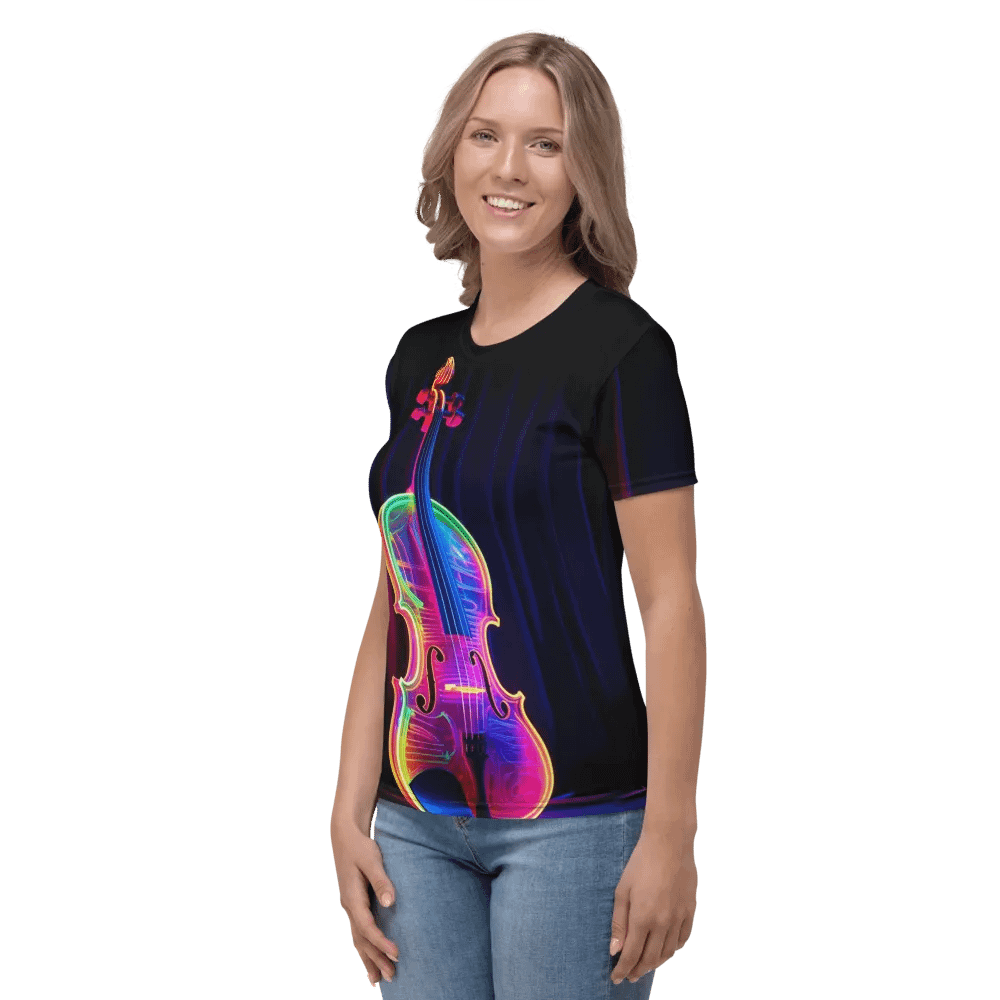 Music Neon Violin All Over Print T-shirt product image (4)