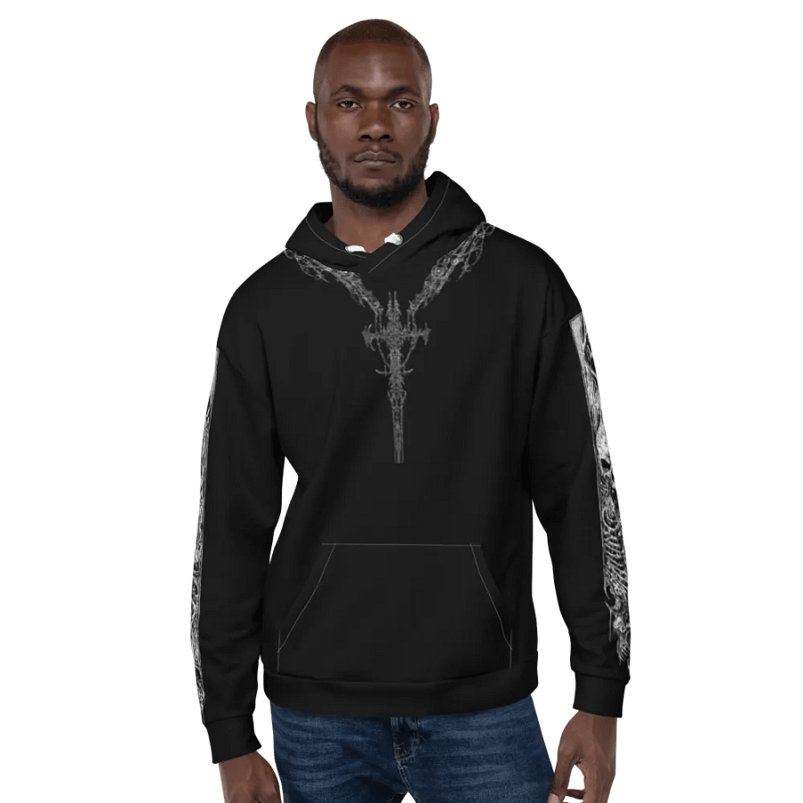 Black Crusifix Chain Hoodie product image (7)