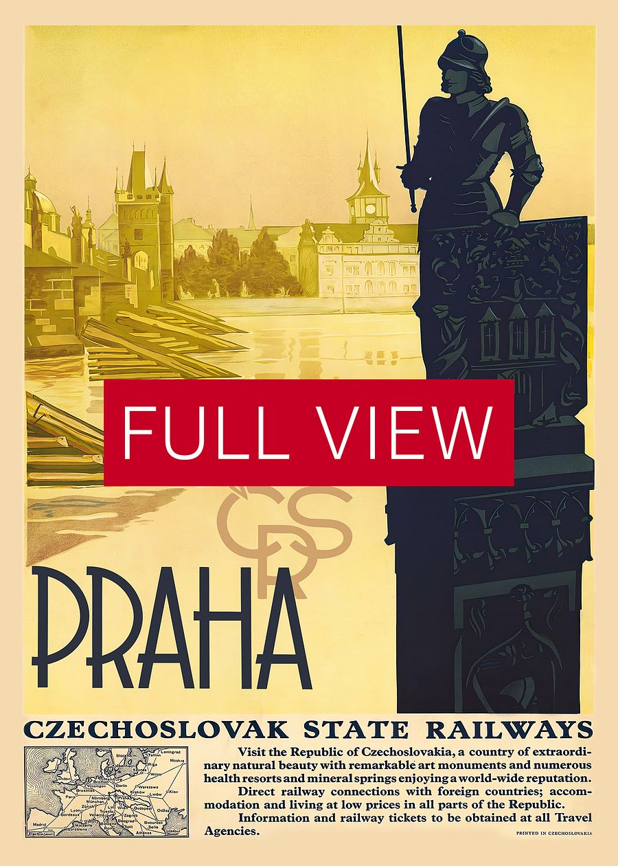 Prague Czech, 1920s — Retro travel poster, vintage travel print product image (4)