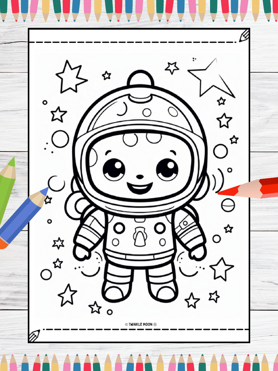 25 Cute Kawaii Space Coloring Pages#6 (PDF Coloring Pages) product image (3)