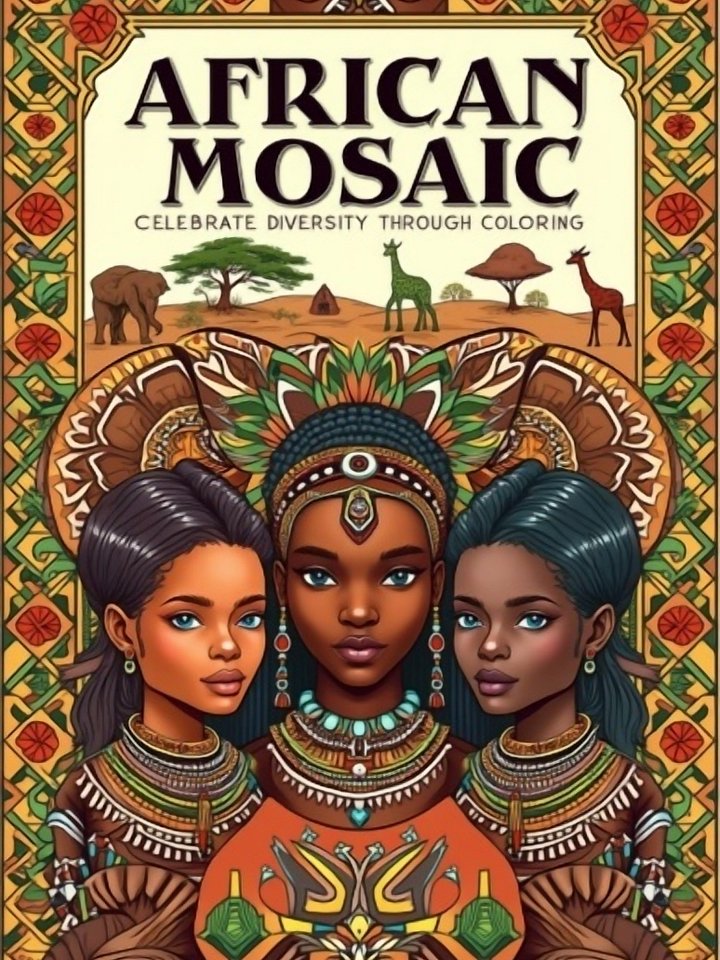 African Mosaic Celebrate Diversity Through Coloring product image (1)