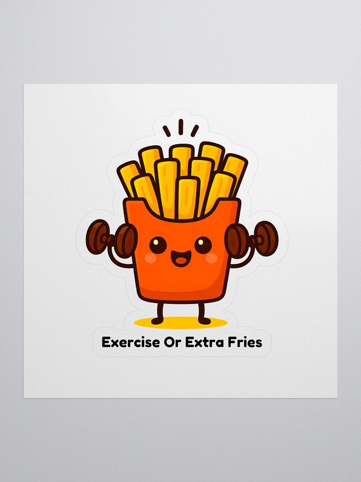 "Exercise Or Extra Fries" Cute Funny French Fries Sticker product image (1)