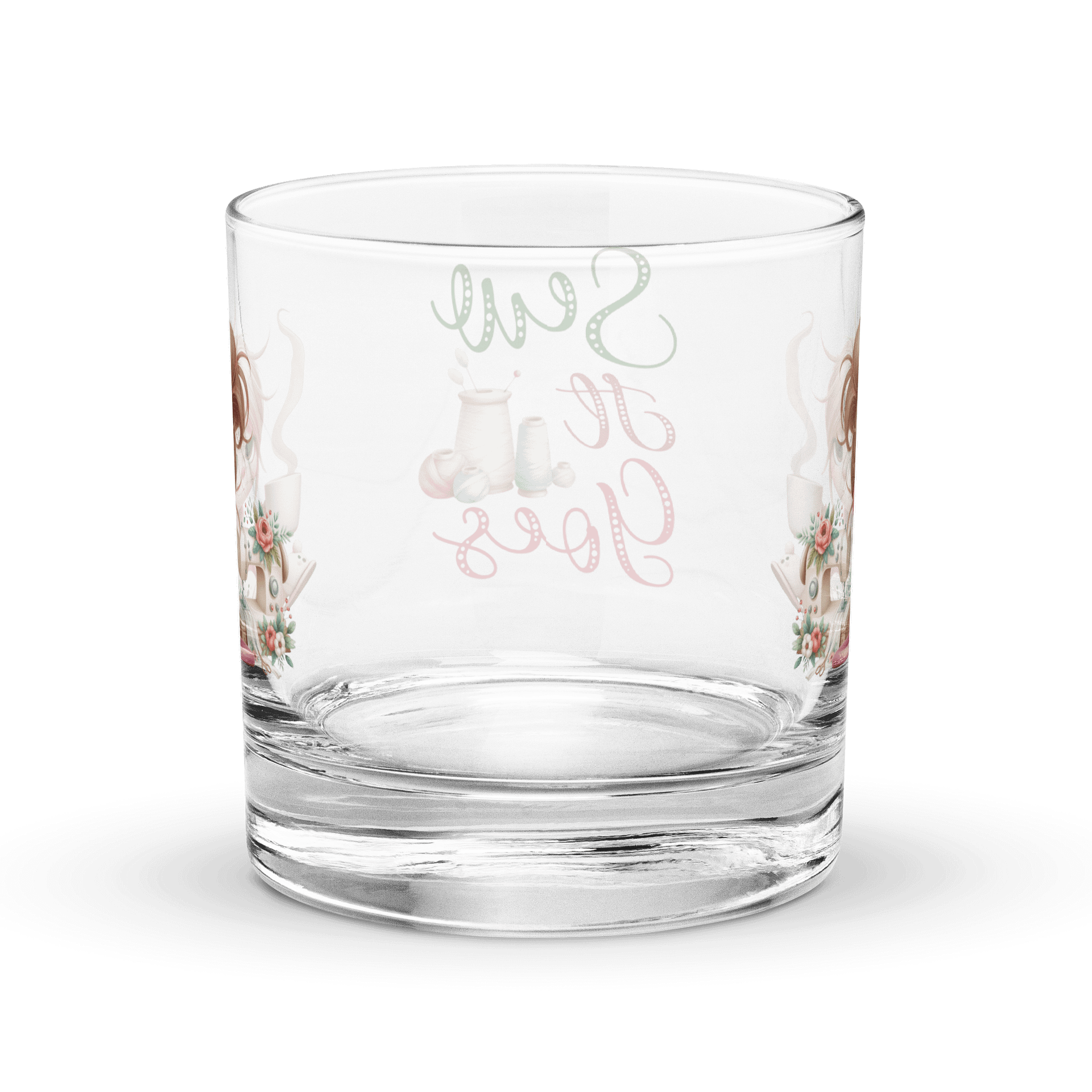 Sip & Sew Cartoon Girl Rocks Glass product image (4)